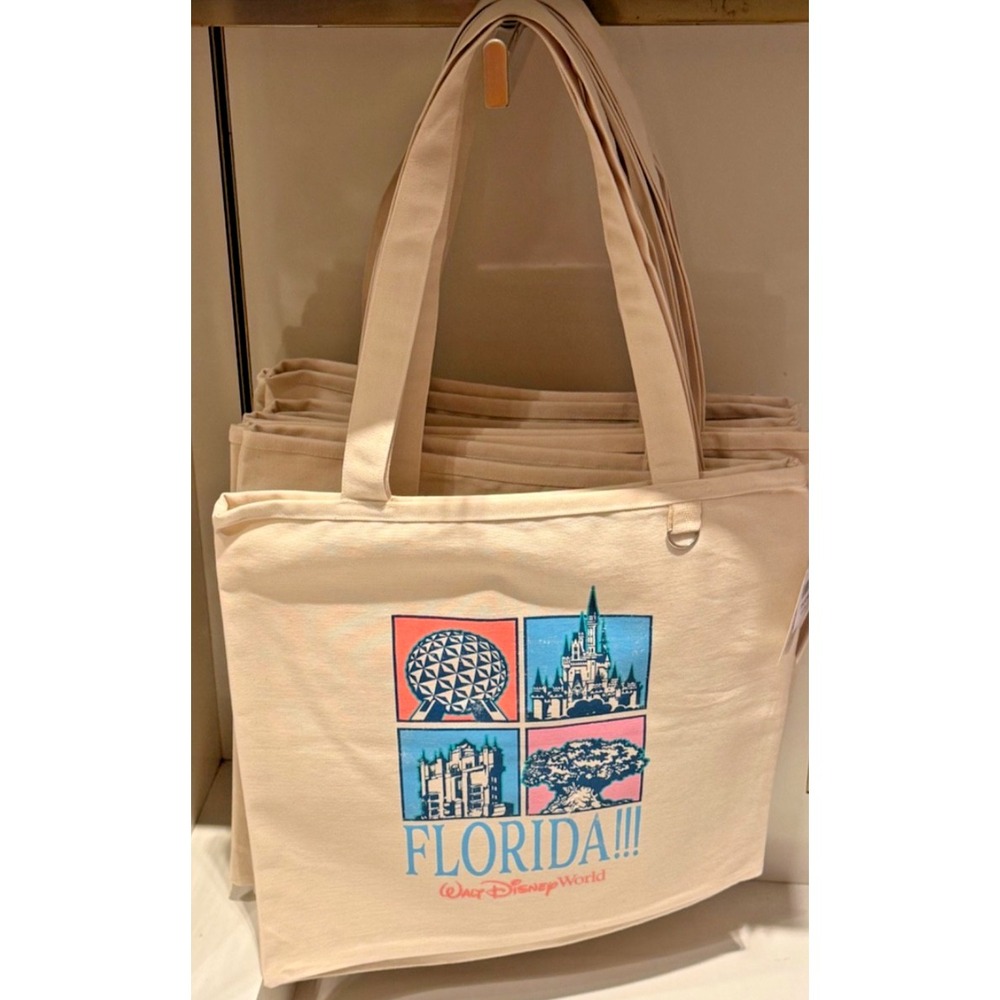 2026 Walt Disney World All 4 Parks Florida Canvas Tote Bag‎ Epcot Magic Kingdom